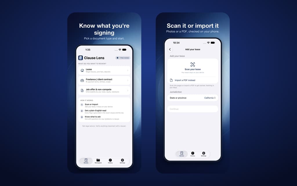 Clause Lens for iPhone: screenshot